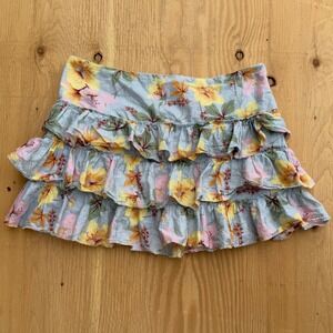 American Eagle Floral Ruffle Mini Skirt‎ Tiered Cottagecore Festival Skirt